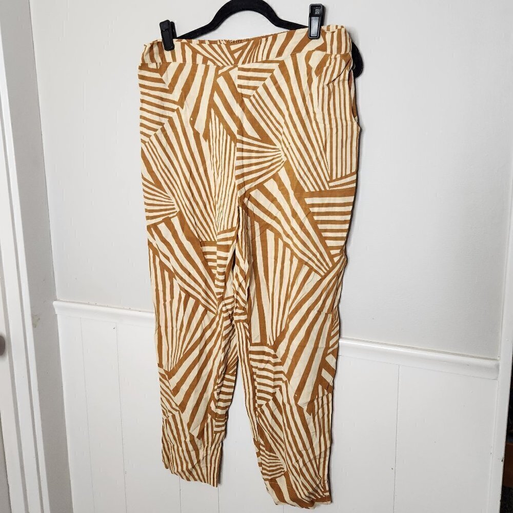 MAELU Block Print Slow Fashion Casual Geometric Pants